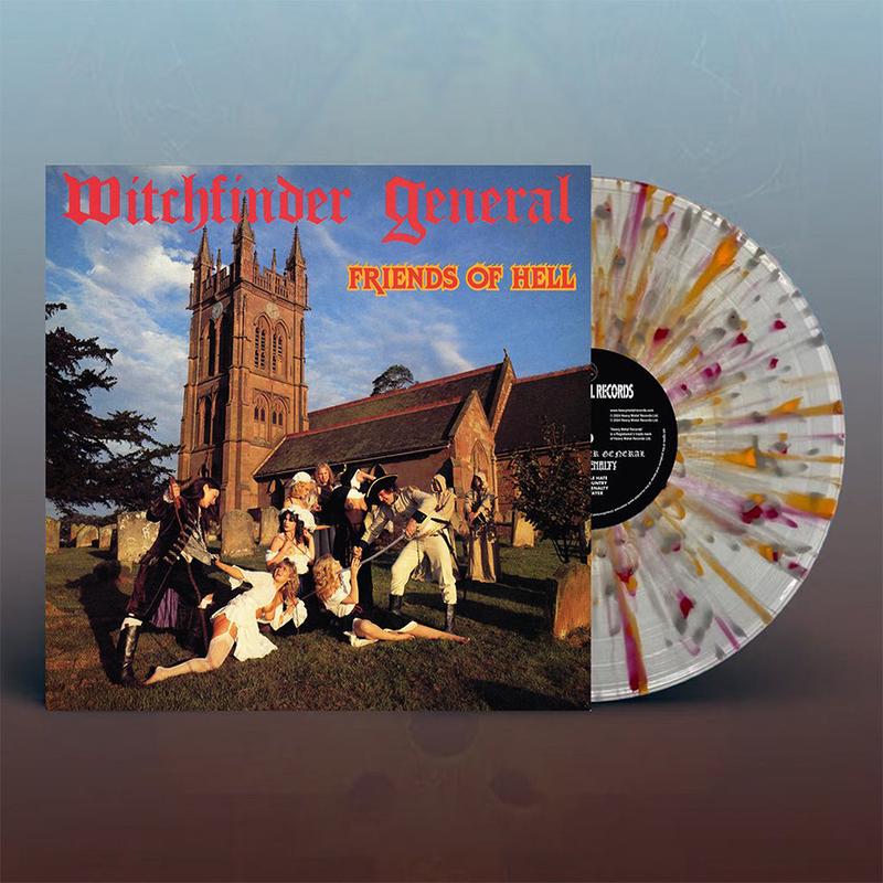 WITCHFINDER GENERAL - Friends Of Hell (2024 Reissue with Bonus Track) - LP - 180g Clear with Red, Orange & White Splatter Vinyl