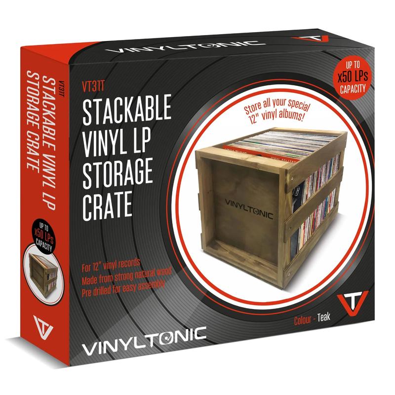 Vinyl Tonic - Stackable Vinyl LP Storage Crate - Teak