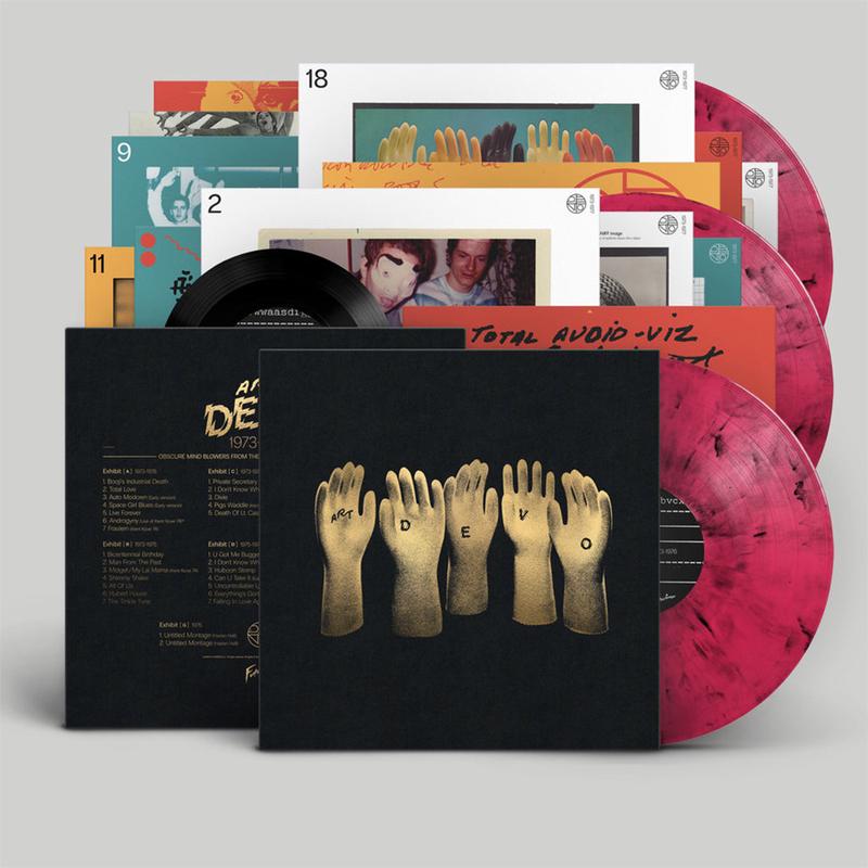 DEVO - Art Devo (1973-1977) - 3LP + Bonus 7' & Art Cards - Deluxe Hot Pink with Black Marbled Vinyl Box Set