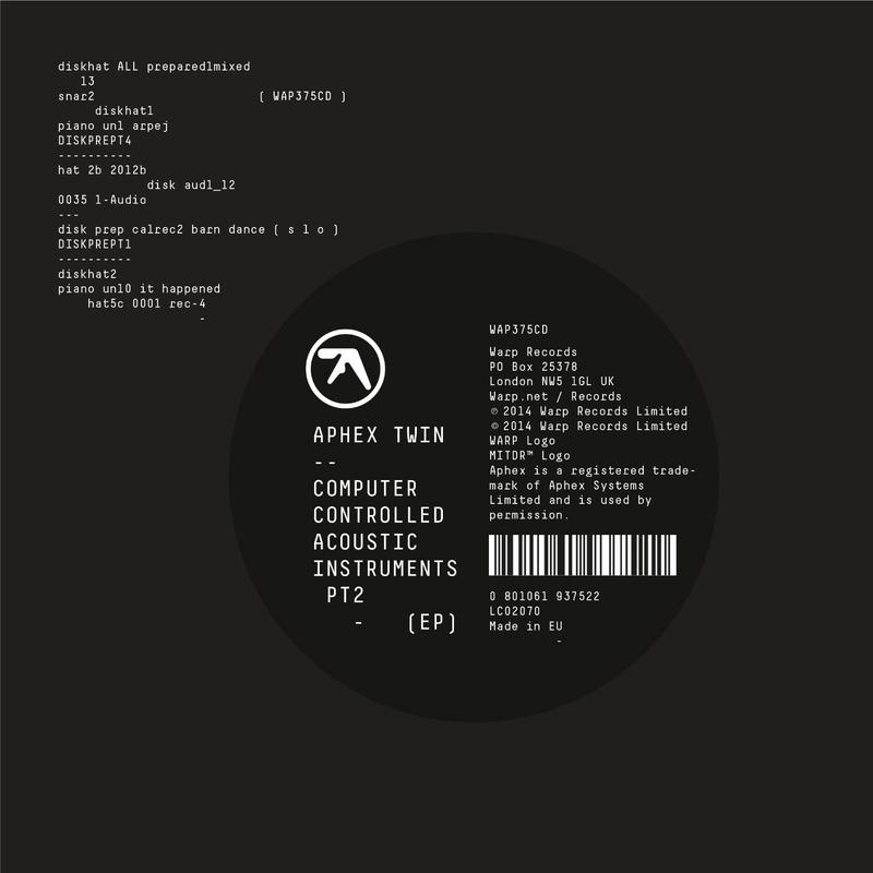 APHEX TWIN - Computer Controlled Acoustic Instruments Pt 2 - 12" EP - Vinyl